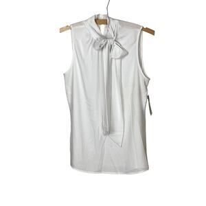 Riley & Rae White Bow Tie Sleeveless CorpCore Blouse Size S NWT